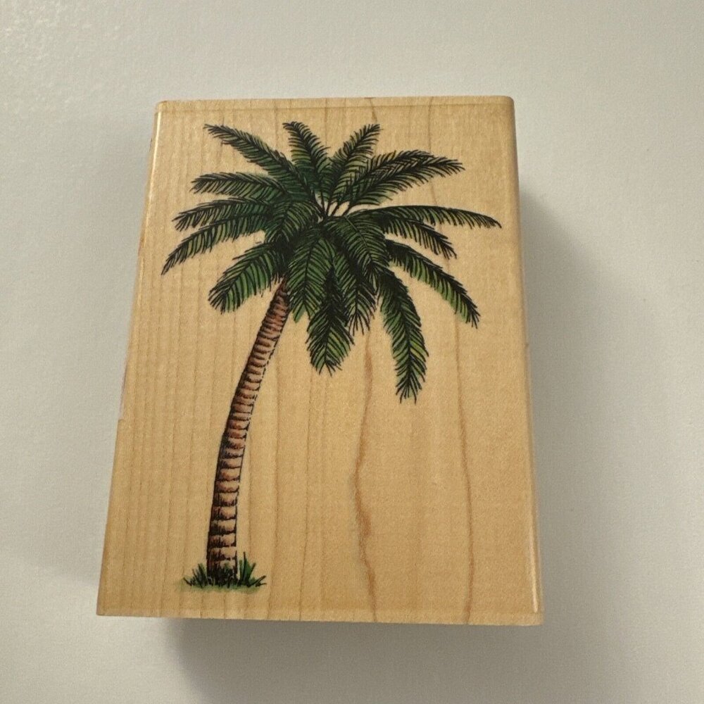 Rubber Stamp All Night Media Wood Mounted  Palm Tree  D26